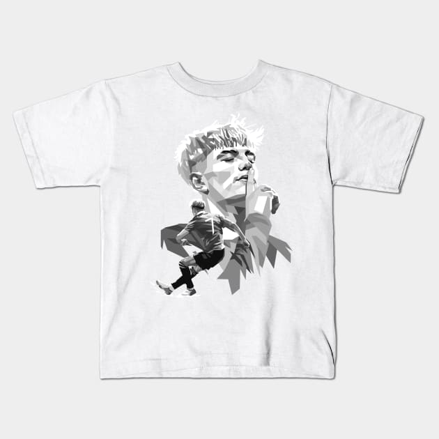 Alejandro Garnacho 7 in Grayscale Kids T-Shirt by RJWLTG